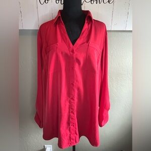 41 Hawthorn Red Karin Button down blouse